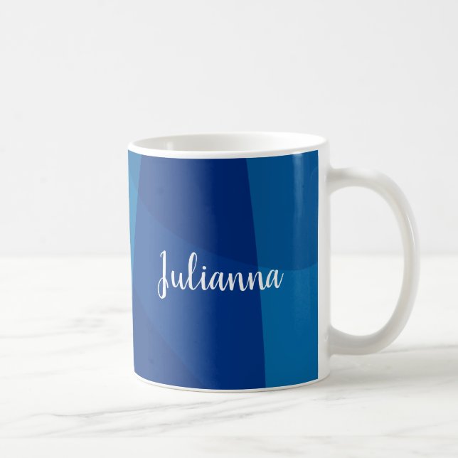 Personalisierter Name Vibranly Blue Modern Timeles Kaffeetasse (Rechts)