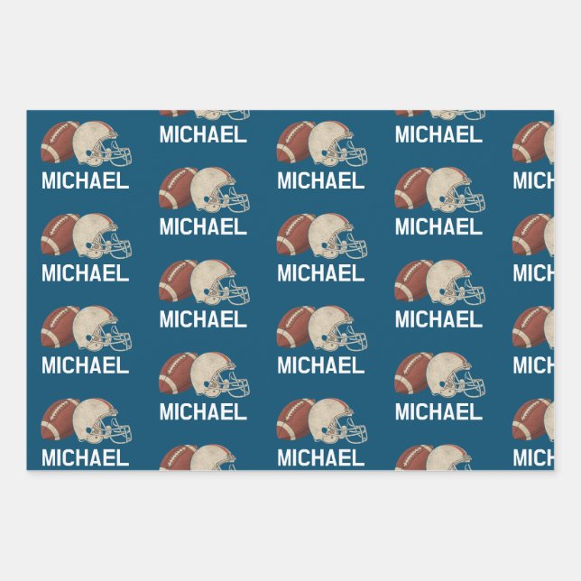 Personalisierter Name Vintag American Football Gam Geschenkpapier Set (Vorderseite)