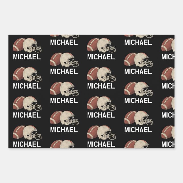 Personalisierter Name Vintag American Football Gam Geschenkpapier Set (Vorderseite)