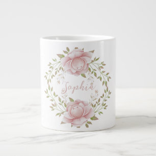 personalisierter Name Vintage-Blumen-Aquarell Jumbo-Tasse