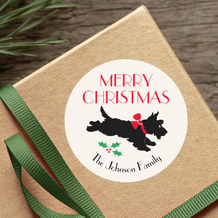 Personalisierter Name Vintage Weihnachten Scottie Runder Aufkleber