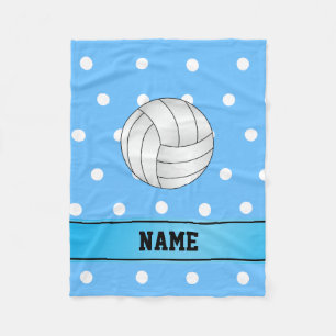 Personalisierter Name Volleyball-blaue weiße Punkt Fleecedecke
