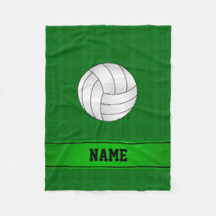 Personalisierter Name Volleyball grün kariert Fleecedecke