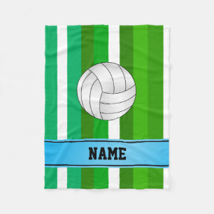 Personalisierter Name Volleyball grün weiße Streif Fleecedecke