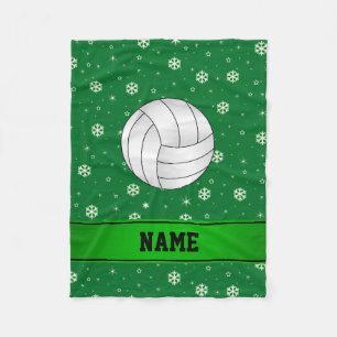Personalisierter Name Volleyball-grüne Schneeflock Fleecedecke