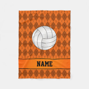 Personalisierter Name Volleyball Orange Raute Fleecedecke