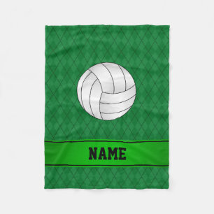 Personalisierter Name Volleyballgrün Raute Fleecedecke