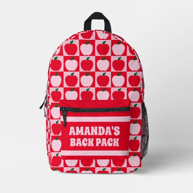 Personalisierter Name von Red Apple Kids Bedruckter Rucksack (Vorderseite)