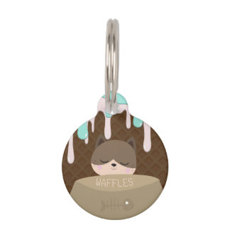 Personalisierter Name Waffle Cone Cat Haustiermarke