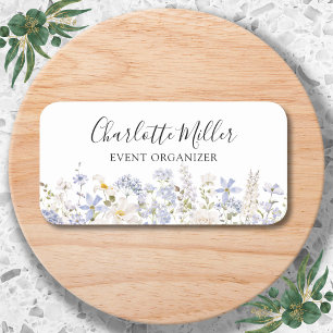 Personalisierter Name Wasserfarbe Blaue Blumen Ele Namensschild