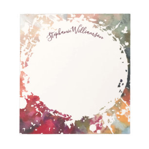 Personalisierter Name Wasserfarbe Farbiger Spritzk Notizblock