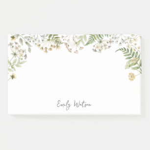 Personalisierter Name Wasserfarbe Floral Post-it Klebezettel