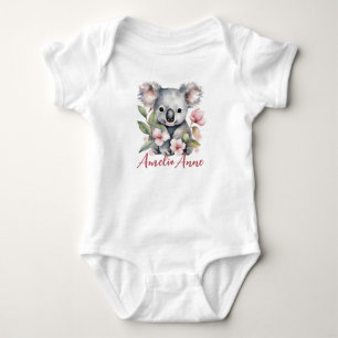 Personalisierter Name Wasserfarbe Koala Bär Baby Strampler