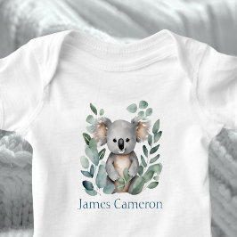 Personalisierter Name Watercolor Koala Bear Baby Strampler
