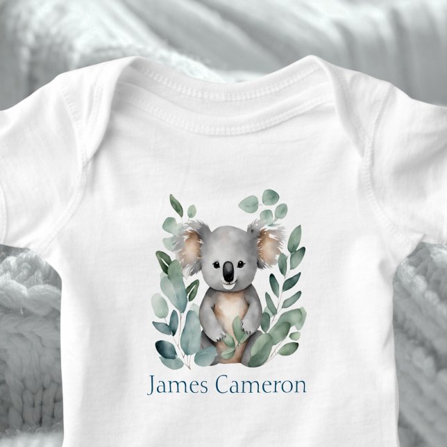 Personalisierter Name Watercolor Koala Bear Baby Strampler (Von Creator hochgeladen)