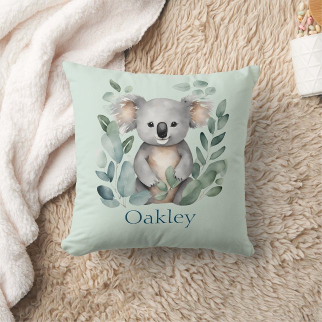 Personalisierter Name Watercolor Koala Bear Kissen (Decke)