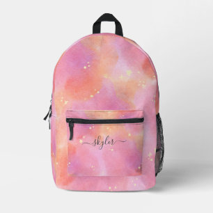 Personalisierter Name Watercolor Regenbogen Rosa G Bedruckter Rucksack