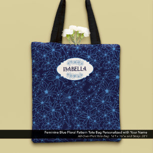 Personalisierter Name Weiblich Blaues Blumenmuster
