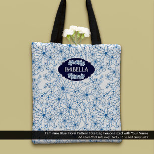 Personalisierter Name Weiblich Blaues Blumenmuster