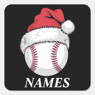 Personalisierter Name Weihnachten Baseball Santa H Quadratischer Aufkleber