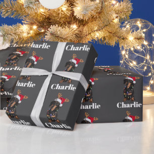 Personalisierter Name Weihnachten Dachshund Hundel Geschenkpapier