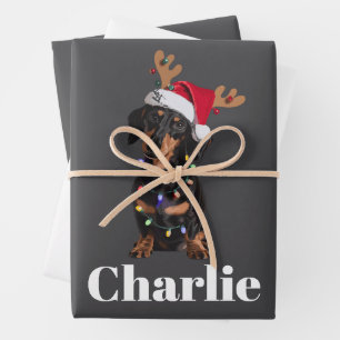Personalisierter Name Weihnachten Dachshund Hundel Geschenkpapier Set