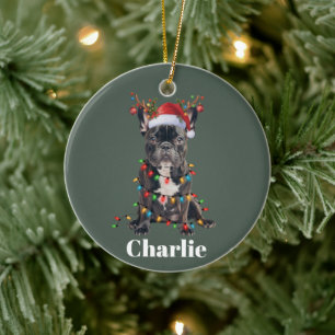 Personalisierter Name Weihnachten Französische Bul Keramik Ornament