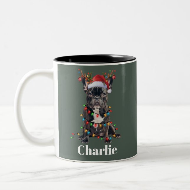 Personalisierter Name Weihnachten Französischer Bu Zweifarbige Tasse (Links)
