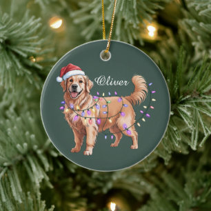 Personalisierter Name Weihnachten Golden Retriever Keramik Ornament