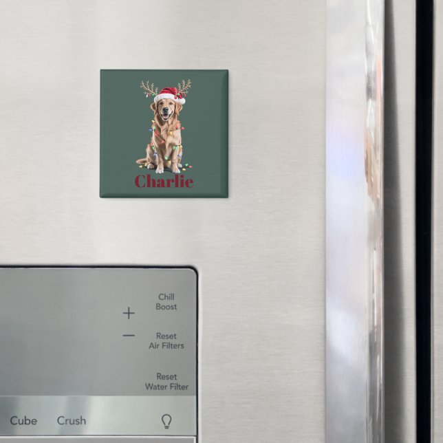Personalisierter Name Weihnachten Golden Retriever Magnet (In Situ (Kühlschrank))