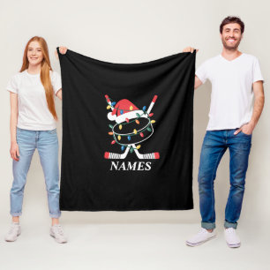 Personalisierter Name Weihnachten Hockey Xmas Sant Fleecedecke