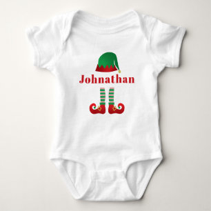 Personalisierter Name Weihnachtself-Outfit Baby Strampler