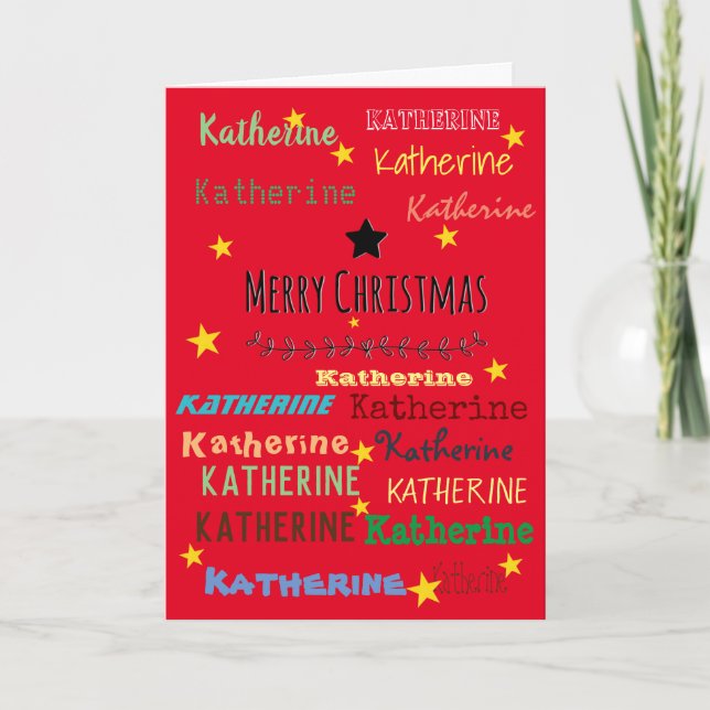 Personalisierter Name Weihnachtskarte Karte (Vorderseite)
