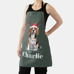 Personalisierter Name Weihnachtsmann Beagle Hund L Schürze