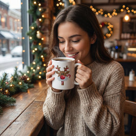 Personalisierter Name Weihnachtsmann-Rentier süße  Prozellantasse