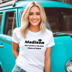 Personalisierter Name Weiß Abschlussklasse 2023 T-Shirt