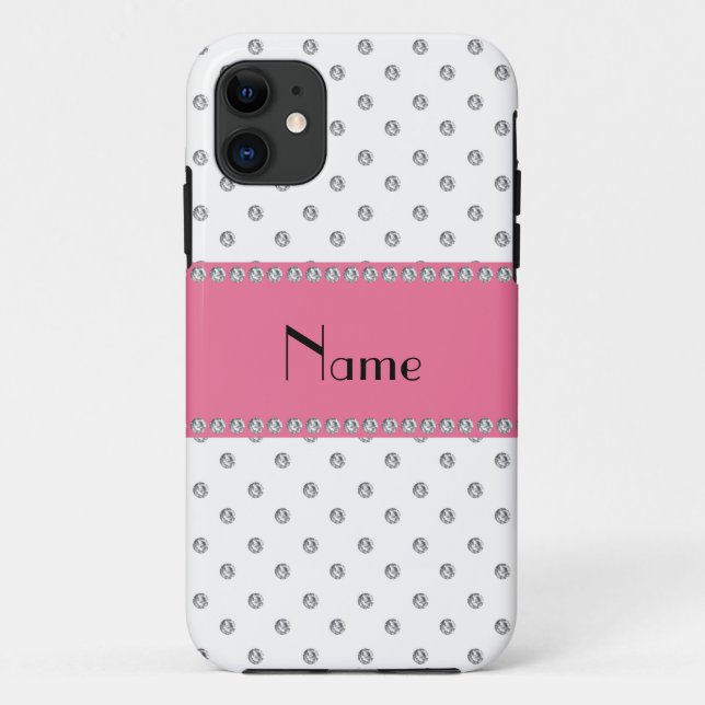 Personalisierter Name Weißdiamanten Case-Mate iPhone Hülle (Rückseite)