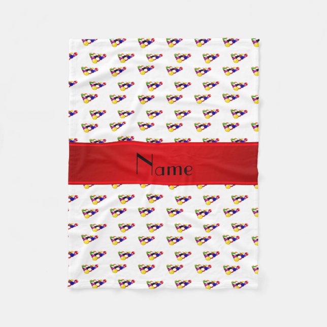 Personalisierter Name weiße Billardkugeln roter St Fleecedecke (Vorderseite)
