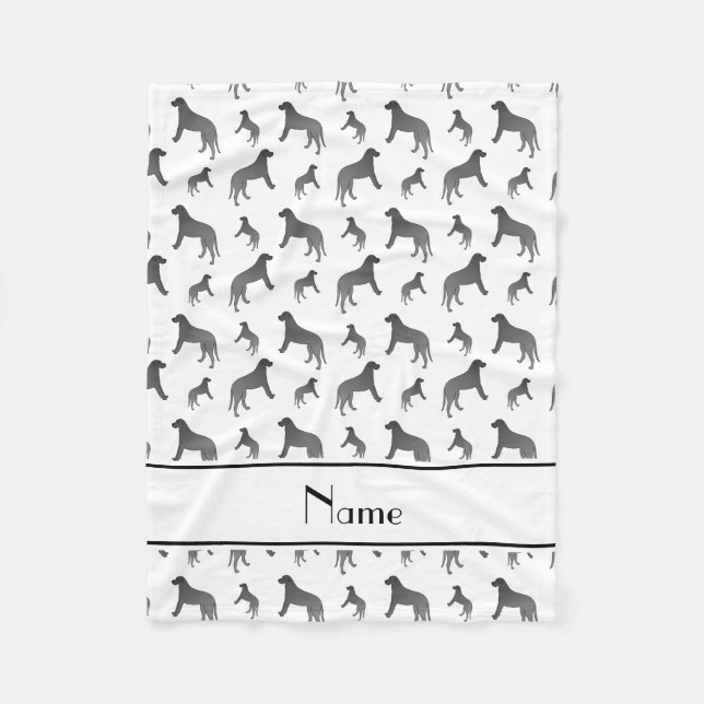 Personalisierter Name: Weiße Irische Wolfshunde Fleecedecke (Vorderseite)