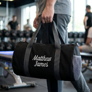 Personalisierter Name weiße schwarze Sporttasche  Duffle Bag