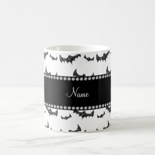 Personalisierter Name Weißer Glitzer Fledermäuse Tasse