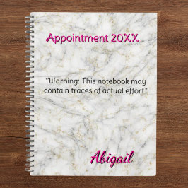 Personalisierter Name Weißer Goldmarmor Ernennung Planer