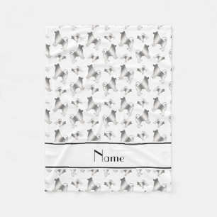 Personalisierter Name Weißer Norwegischer Elkhound Fleecedecke