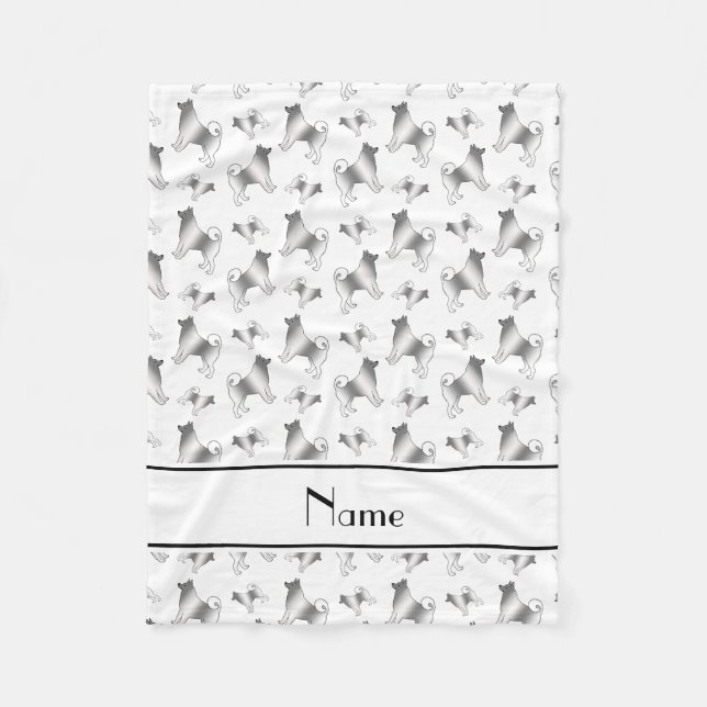 Personalisierter Name Weißer Norwegischer Elkhound Fleecedecke (Vorderseite)