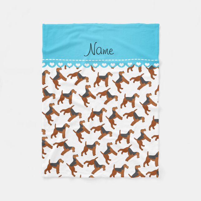 Personalisierter Name Weißer Rotwein Terrier Hunde Fleecedecke (Vorderseite)