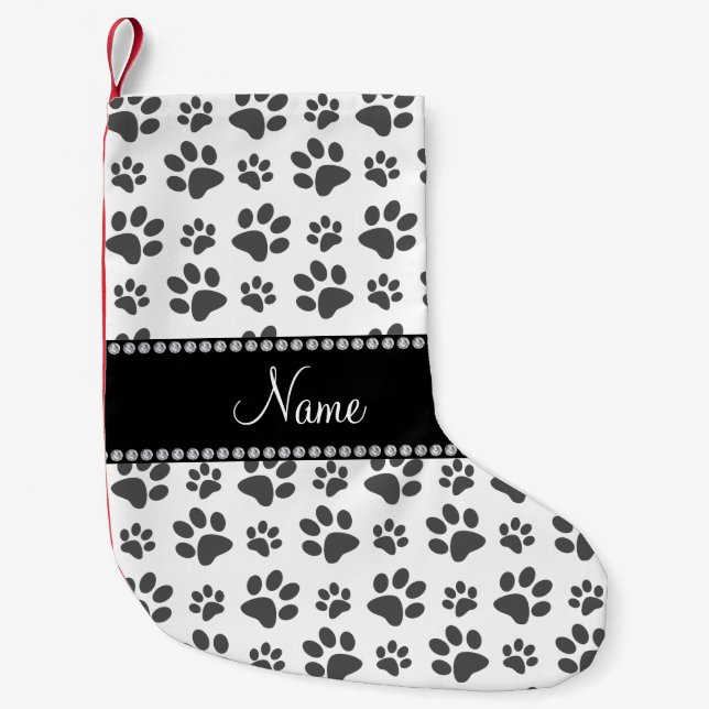 Personalisierter Name Weißhundpfoten Kleiner Weihnachtsstrumpf (Vorderseite)