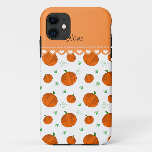 Personalisierter Name: Weißorange-Kürbis Case-Mate iPhone Hülle (Rückseite)