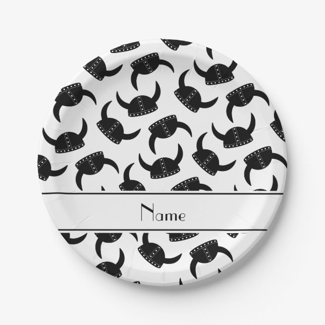 Personalisierter Name Weißvich-Muster Pappteller (Vorderseite)