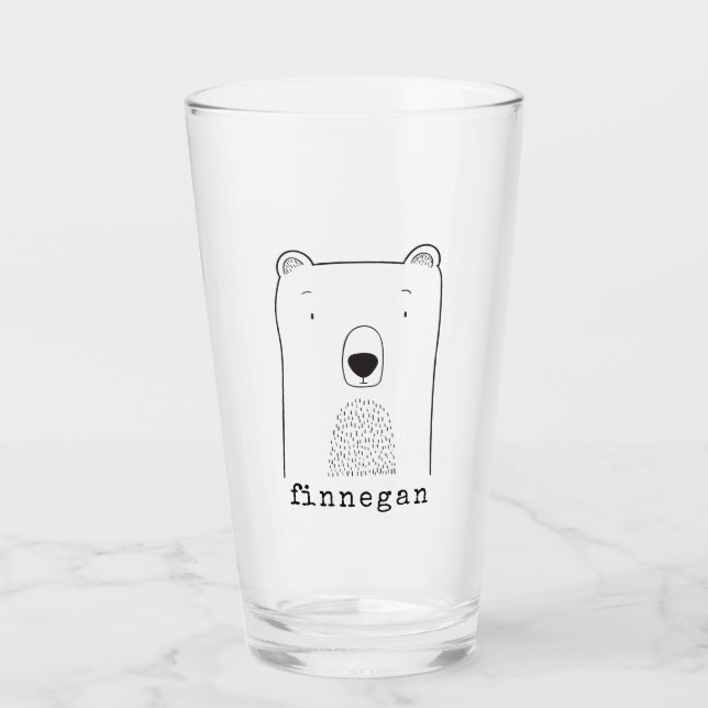 Personalisierter Name Whimsischer Bär Niedlich Pla Glas (Vorderseite)