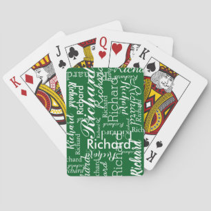 Personalisierter Name wiederholt auf Grün Spielkarten